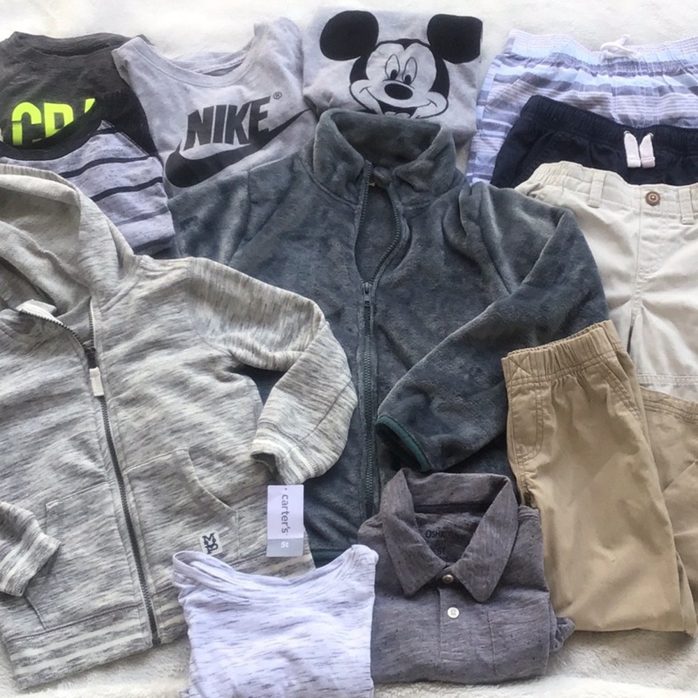 Boy’s bundle 12 items 5T mix 2 jackets, 3 shorts, 1 pant, 6 tees 5T toddler